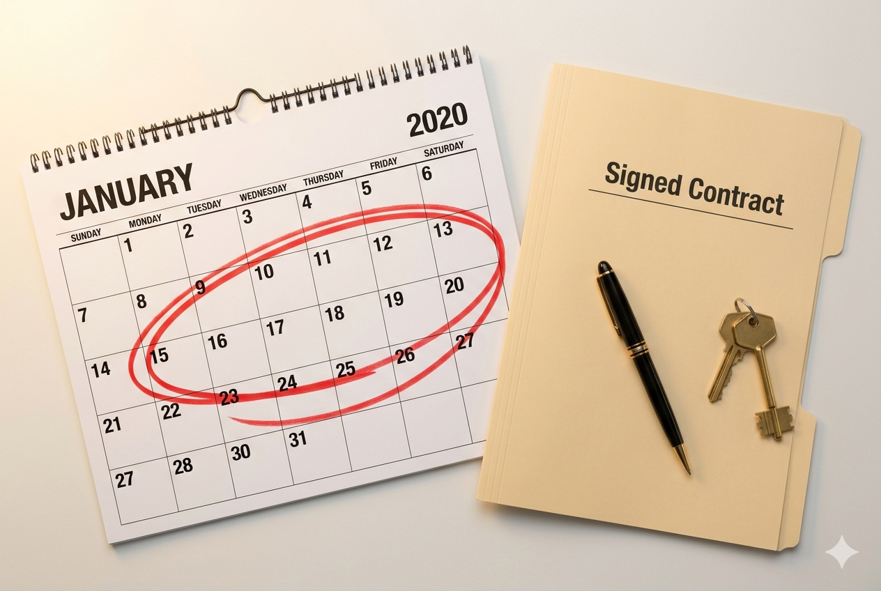 Deal timeline calendar showing 90-day close window